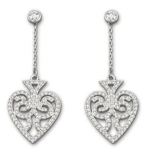 NEW Swarovski James Bond CASINO Royale Pierced Heart Earrings 1188679 USA